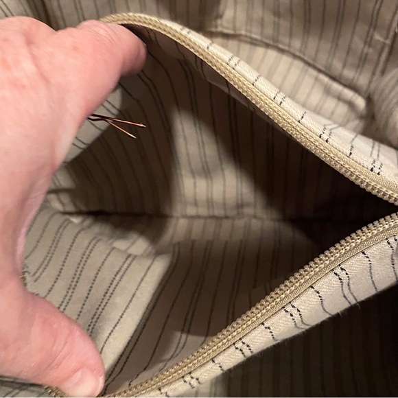 Frye Tan Shoulder Bag with Metallic Hardware and Stitched Panels - Picture 10 of 13